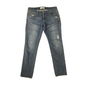 CAbi 5165 Slim Boyfriend Distressed Stretch Jeans Size 6 Distressed Blue Boho